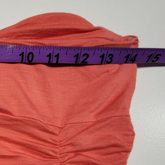 Coral Body Con Strapless Mini Dress Size L - Picture 5 of 9